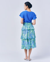 Load image into Gallery viewer, DELPH Ruffle Sleeve Waffle Top - Blue