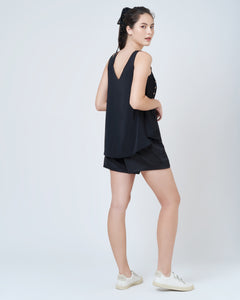 YVE Two-way Buckled Flare Top - Black